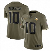 Men's Minnesota Vikings #10 Fran Tarkenton 2022 Olive Salute To Service Limited Stitched Jersey,baseball caps,new era cap wholesale,wholesale hats
